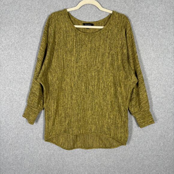 Papillon Sweater Medium Tunic Oversized Heathered Hi Lo Lounge Comfy Chartreuse - Picture 1 of 10